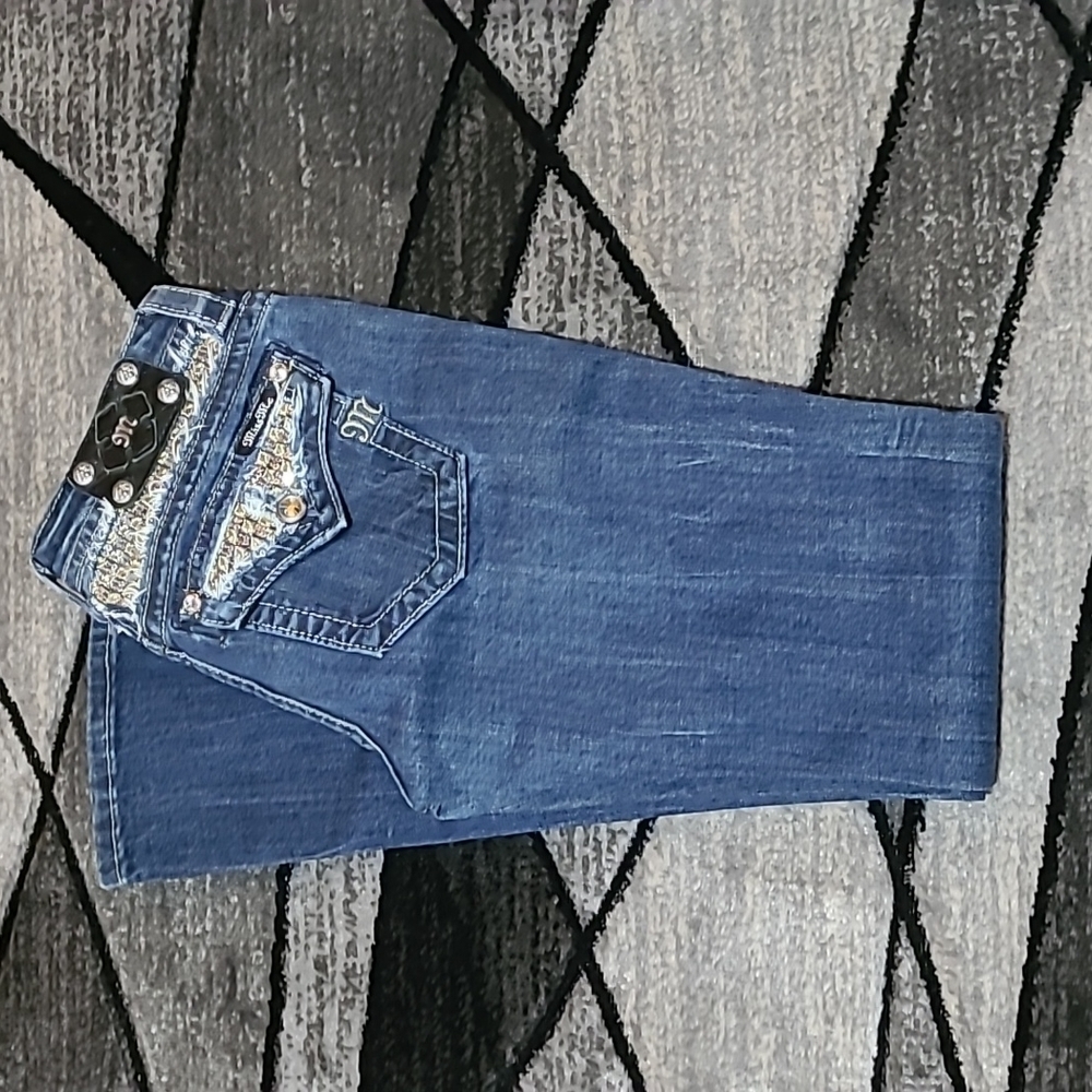 MISS ME Bling Sequins Signature Boot Denim Jean